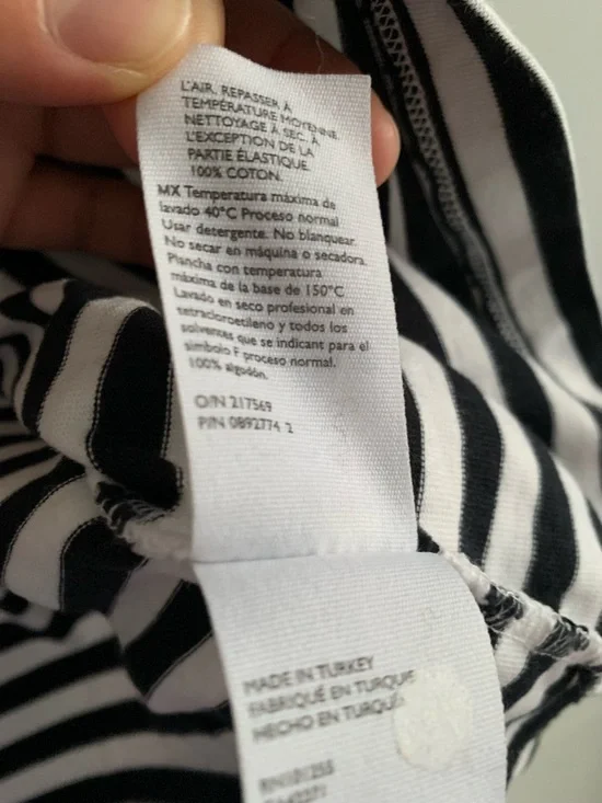 COS 100% cotton Black & White Striped relaxed fit Men’s T-Shirt size XL - Picture 5 of 6